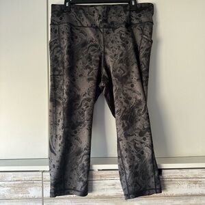 🖤 Ideology High Rise Crop Leggings 1X Plus Black Gray Marble Print Activewear